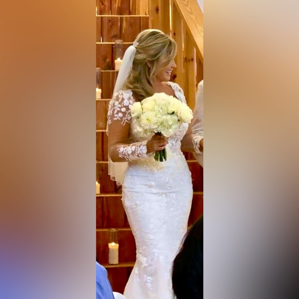 Designer PRONOVIAS PRIVEE Wedding Dress: JAMEELA w/ CUSTOM detach sleeves